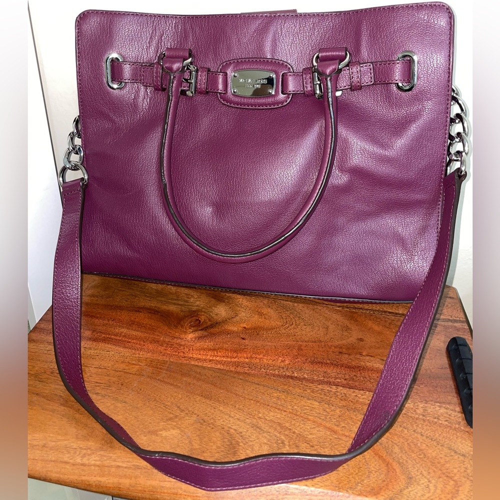 MICHAEL KORS Hamilton LG EW TOTE PLUM LEATHER